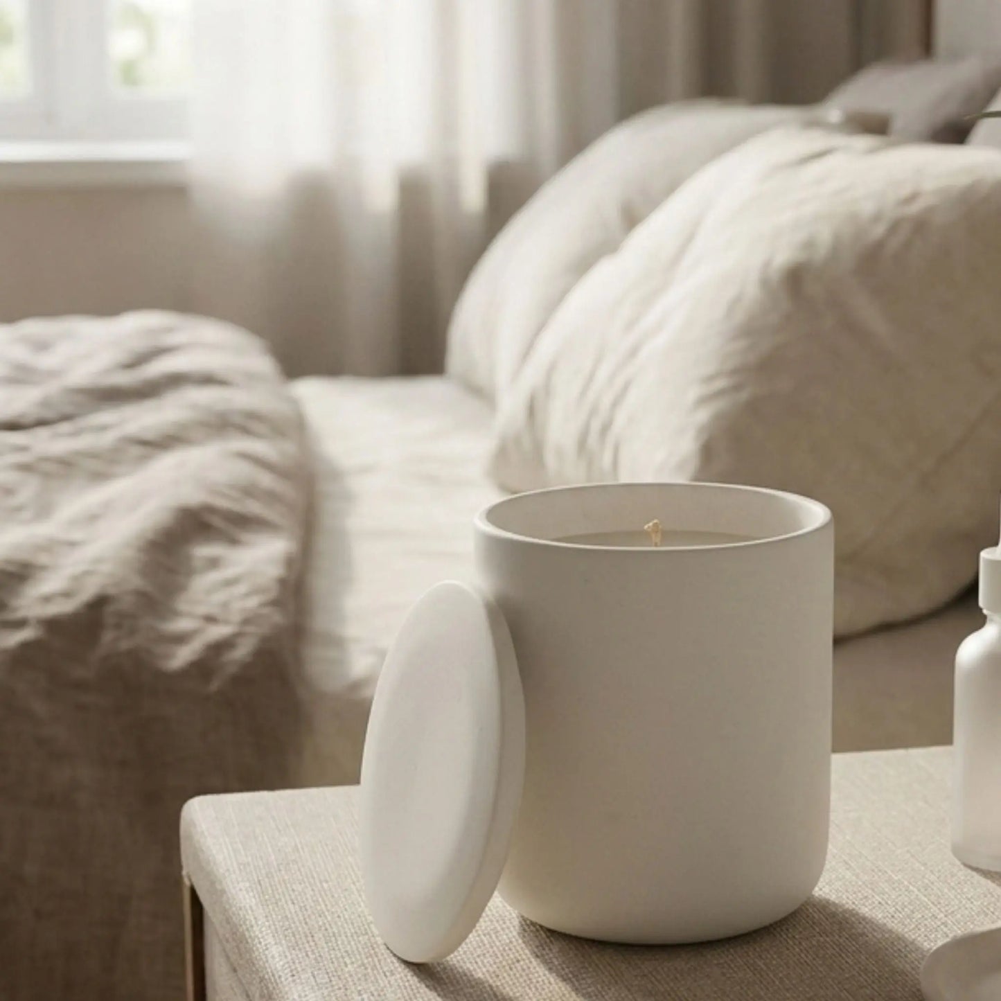 Vanilla Candle ,Luxury Scented Candle in Ceramic Jar, luxury brand, front view 